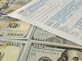 Dollar bills is on tax form 1040 U.S