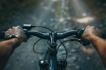 Close up image of person riding on bicycle created with generative ai concept