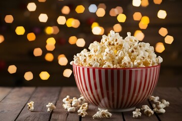 A sweetcorn snack in a wooden bowl is perfect for watching movies generative ai