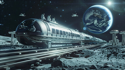 An illustration depicting a futuristic train