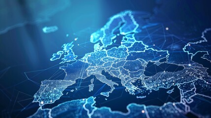 Digital Europe Map, concept of global network and connectivity, international data transfer and cyber technology, worldwide business, information exchange and telecommunication
