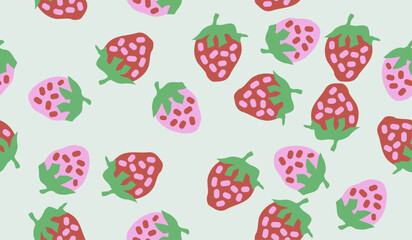 Cute strawberry fruits pattern background vector design