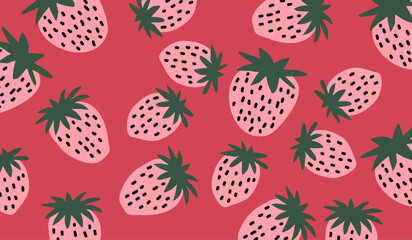 Cute strawberry fruits pattern background vector design