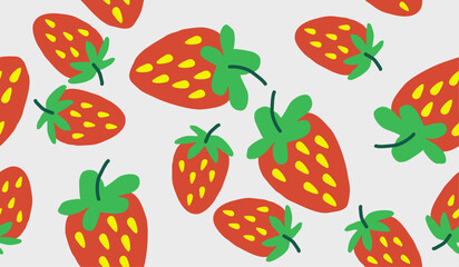 Cute strawberry fruits pattern background vector design