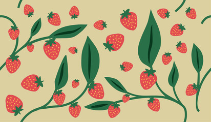 Cute strawberry fruits pattern background vector design