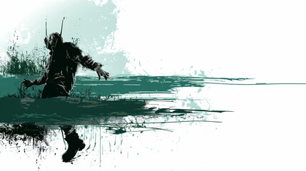 Obraz premium Graffiti-Inspired Dancer in Paint Splashes - Energetic Street Art Style