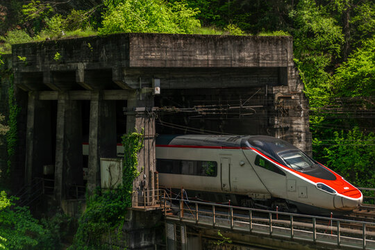 High speed train from Italy to Switzerland near Varzo station Italy 05 11 2024
