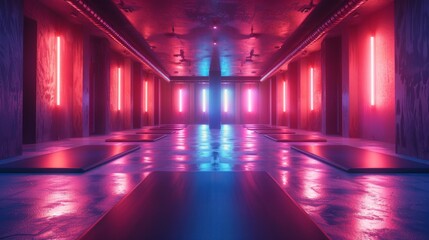 a room with a treadmill and inspiring quotes promoting a healthy lifestyle as a concept for motivation