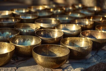 Healing vibrations: tibetan singing bowls for sound therapy and relaxation practice with meditation