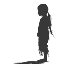 Silhouette native american little girl black color only