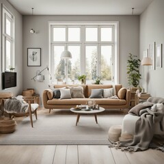 Fototapeta premium Cleanly organized cozy living room 