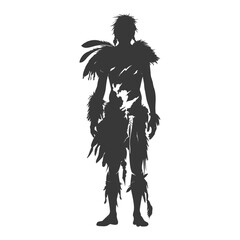 Fototapeta premium Silhouette native arctic tribe man black color only