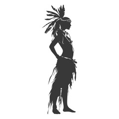 Fototapeta premium Silhouette native australian tribe woman black color only