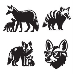 Aardwolf silhouette vector icon graphic logo ai generated design