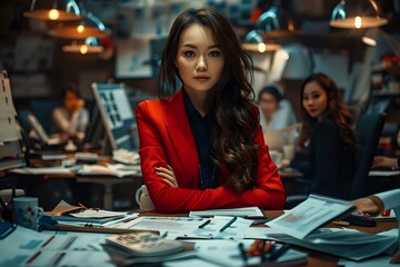 Fototapeta premium Strategy Manager Surrounded by Analytical Tools and Concepts