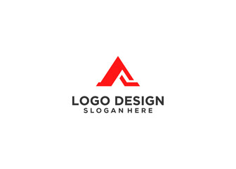 Letter A triangle logo design red color