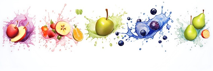 A set of watercolor splash graphics for visual content.