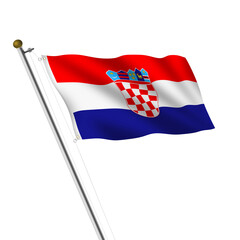 Croatia Flagpole 3d illustration on white with clipping path