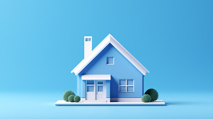 Home isolated on blue background created with Generative AI