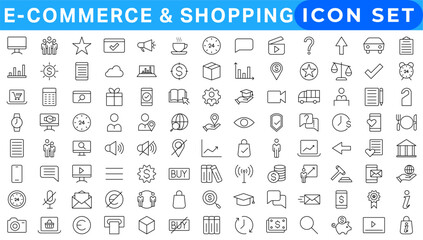 E-commerce shopping icons set. Online shopping icons set and payment elements. Vector illustratio\