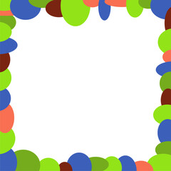 Colorful abstract vector square frame. Border using colorful circles. Empty space for text or design.