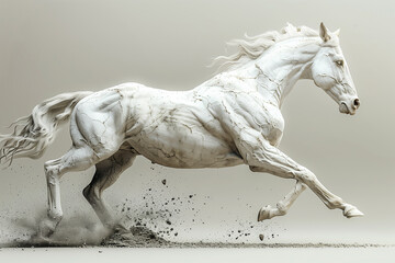 Horse racing in motion, graphic design, illustration 3d render