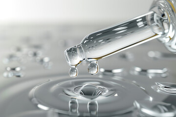 Clear essential oil dripping from dropper isolated on white background, 3d render