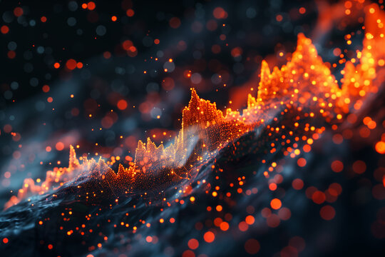 Concept Stock prices, Interest rates, Macroeconomic impact, Scatter plot, 3d render