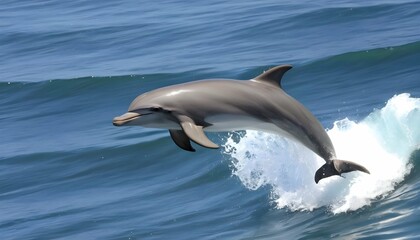 A Dolphin Jumping Over A Wave