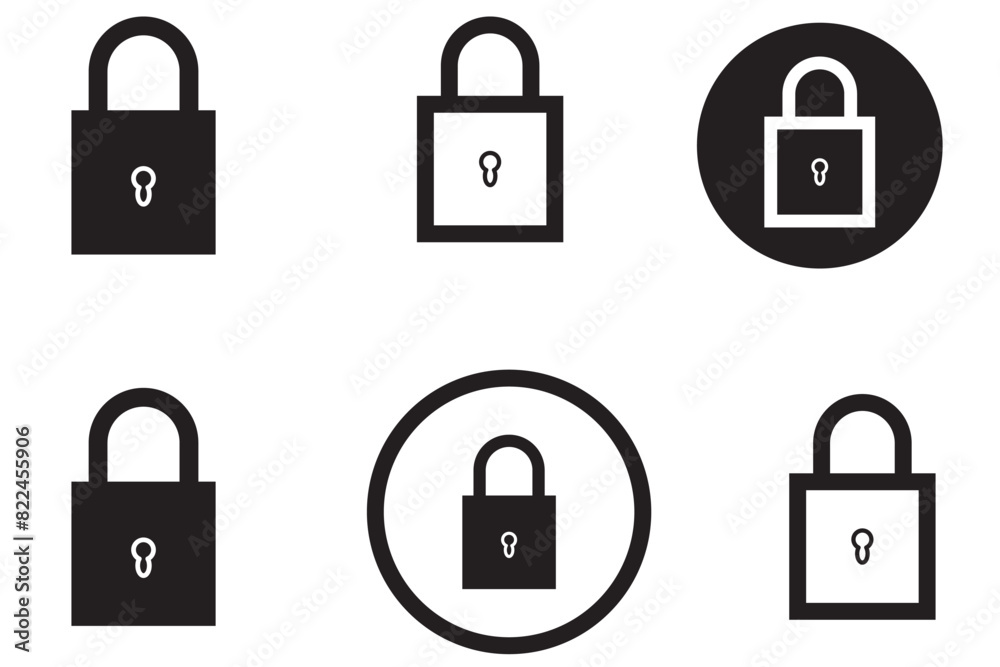 Poster lock vector icon set. secure password privacy safeguard icon suitable for apps and websites ui desig