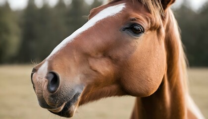 A Horse With Its Nostrils Flaring Smelling