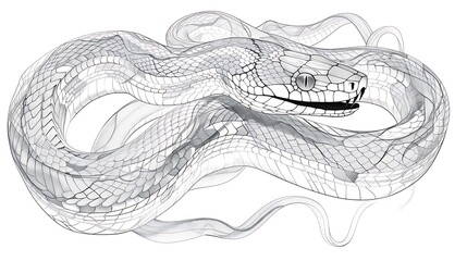 Naklejka premium snake, reptile, tattoo, art, illustration, animal, vector, graphic, outline, print, tail, white, black, decoration, design, background, clip art, detailed, emblem, ink, monochrome, ring, scale, single