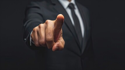 Businessman finger point to you, front view
