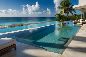 Fototapeta premium Beautiful House with a Panoramic Pool