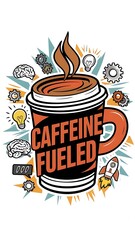 Caffeine Fueled tshirt design with cliparts