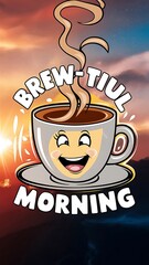 Brew-tiful Morning tshirt design with cliparts