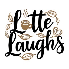 Latte Laughs tshirt design with cliparts