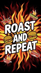 Roast and Repeat tshirt design with cliparts