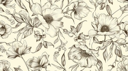 A vintage-inspired illustration of a floral pattern with delicate details.