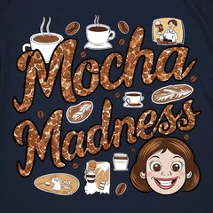 Mocha Madness tshirt design with cliparts