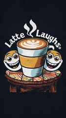 Latte Laughs tshirt design with cliparts