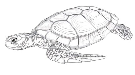 turtle, outline, reptile, underwater, wildlife, drawing, illustration, isolated, ocean, tortoise, animal, vector, sea, aquatic, graphic, shell, art, cartoon, white, wild, black, cute, design, nature, 