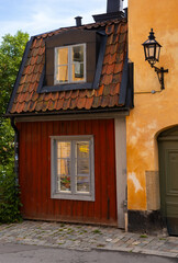 Fototapeta premium small traditional house in the center of stockholm sweden
