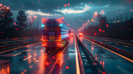 Glossy Transportation Grids Concept as Digital Art Representing Innovation in Transportation Technology