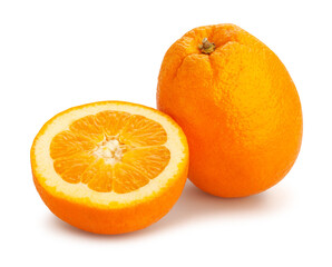 sliced calabrian oval blond oranges path isolated on white