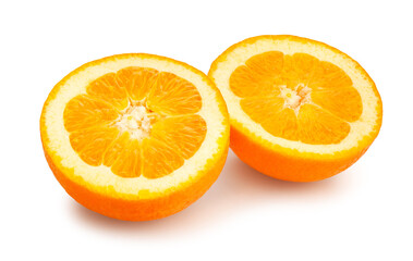 sliced calabrian oval blond oranges path isolated on white