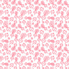 radish line icons seamless pattern