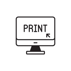 Monitor icon design with white background stock illustration