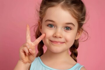 Cute Girl Signaling Deal Done with Okay Gesture on Pink Background