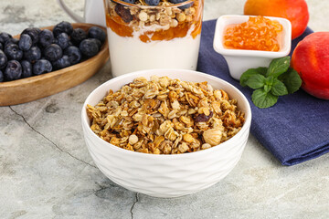 Granola museli cereal for breakfast